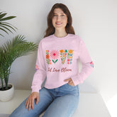 Floral Sweatshirt With Positive Vibes, Cozy Gift for Loved Ones, Spring Style Crewneck, Let Love Bloom Design, Perfect for Mother's Day
